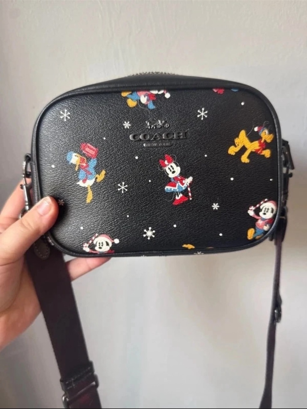 Coach Black Leather Disney Character Crossbody Bag